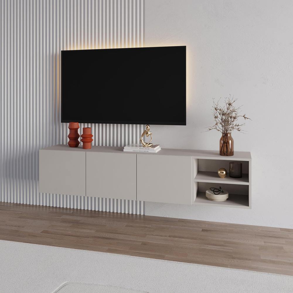 Decortie Conrad 3 Door 2 Shelf Sandstone TV Unit Image 5