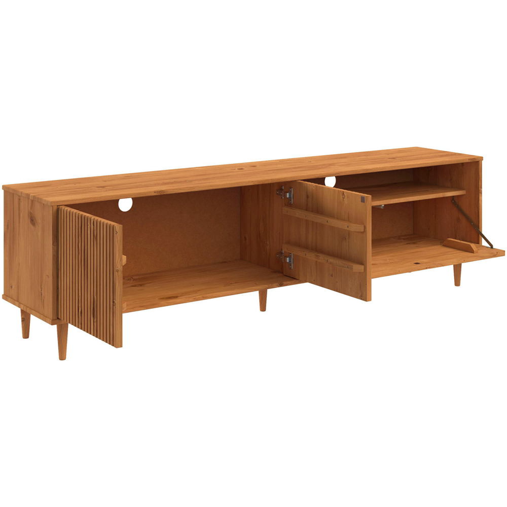 Loft24 Jerzy 2 Door Single Flap Door Stained Wax Lowboard Storage Cabinet Image 4