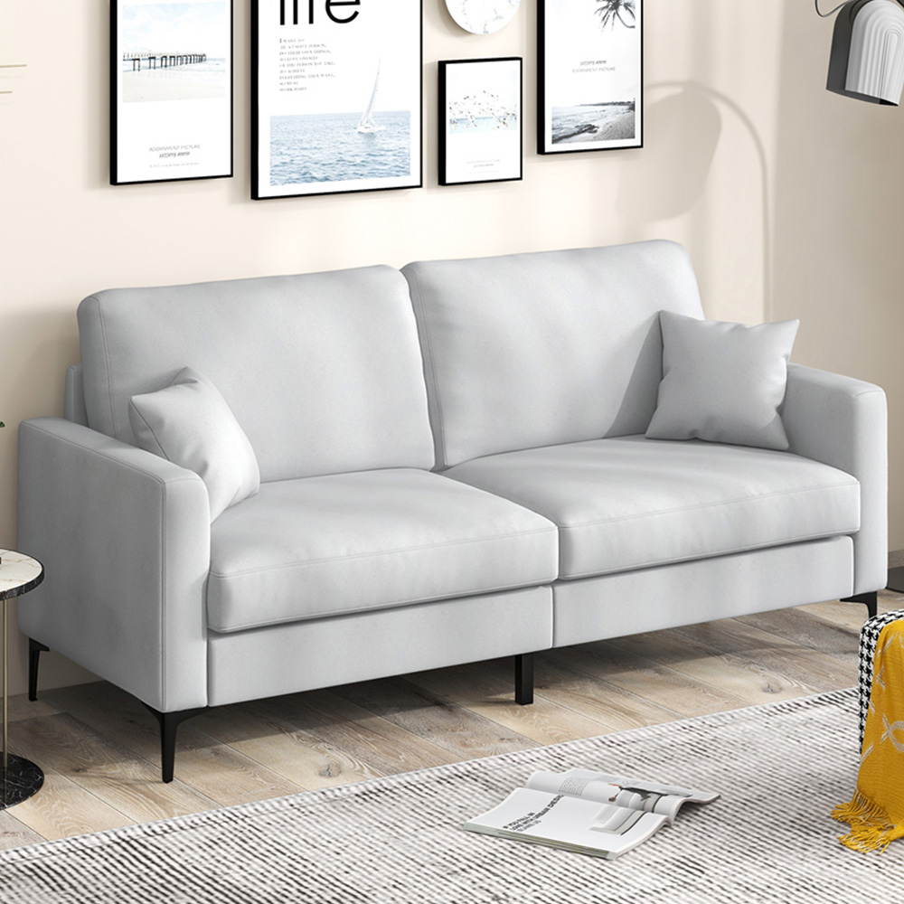Costway 2 Seater Grey Wide Loveseat Sofa Image 1