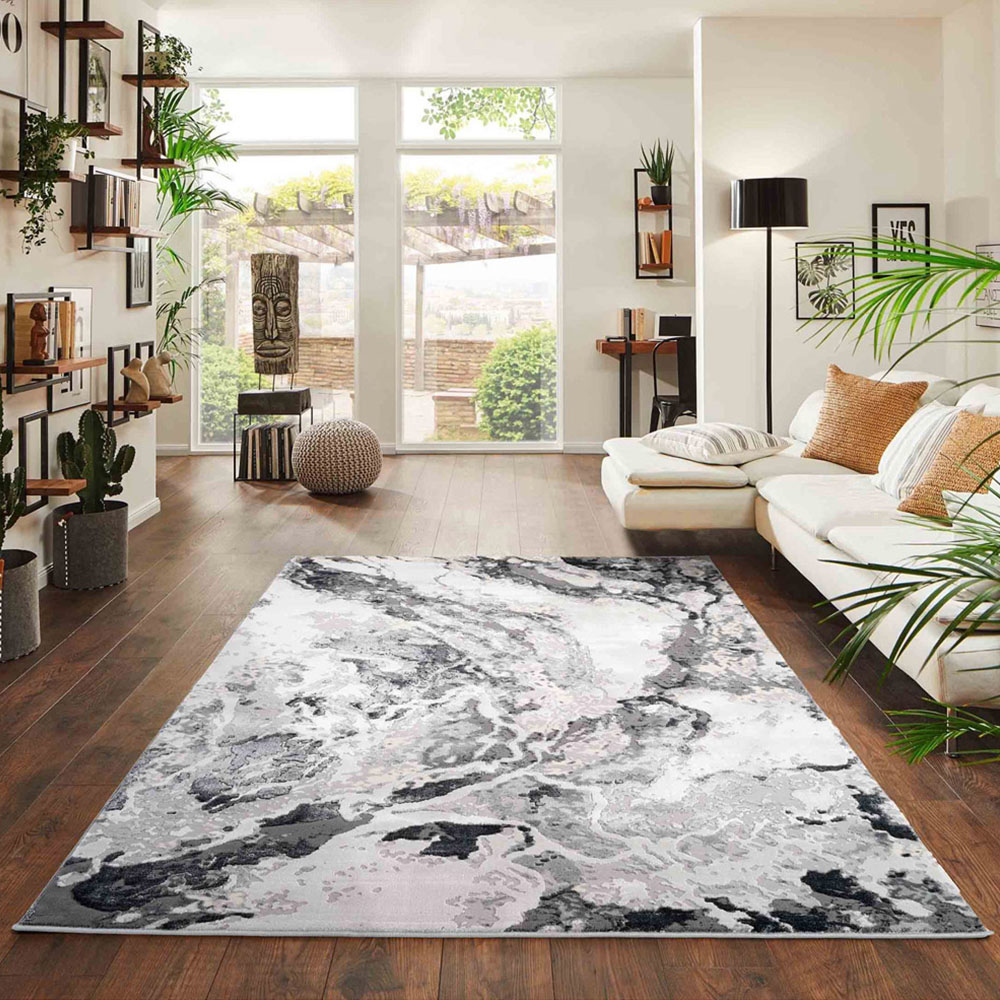 Desire Rugs Picasso Silver Waterflow Abstract Rug 120 x 170cm Image 2