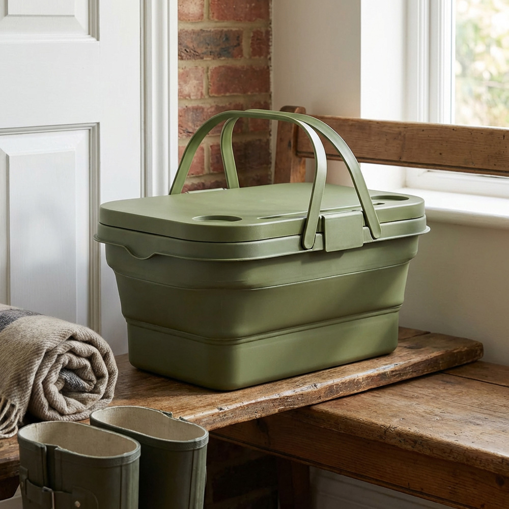 Folding Camping Basket - Green Image 2