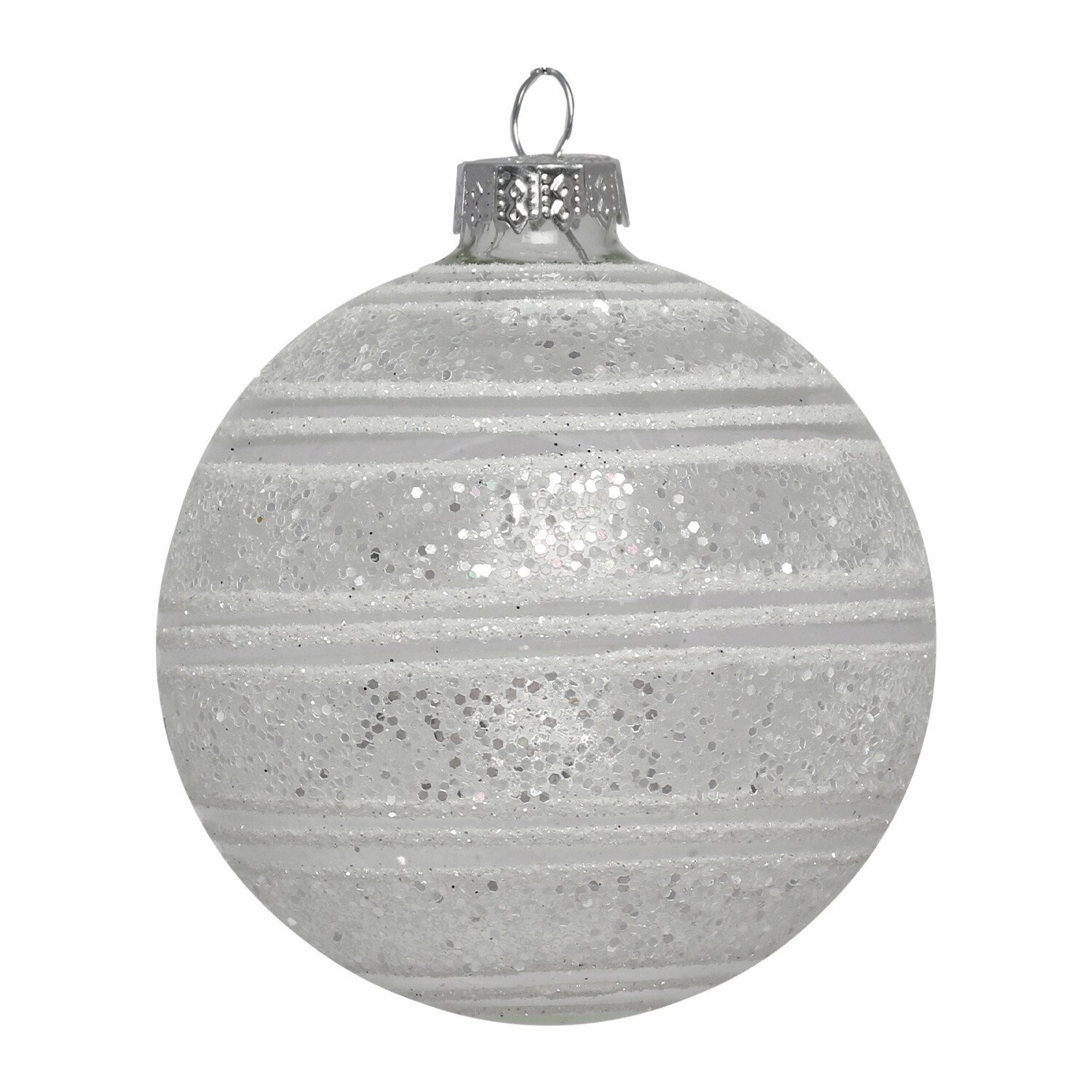 Midnight Fantasy Silver Frosted Sparkle Christmas Bauble Single Ornament Image 3