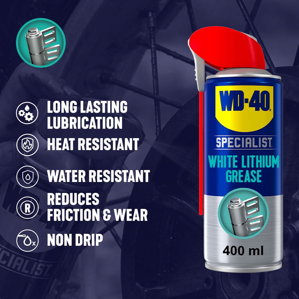 WD-40 Specialist All-Weather Protection White Lithium Grease Spray 400ml 2 Pack Image 5