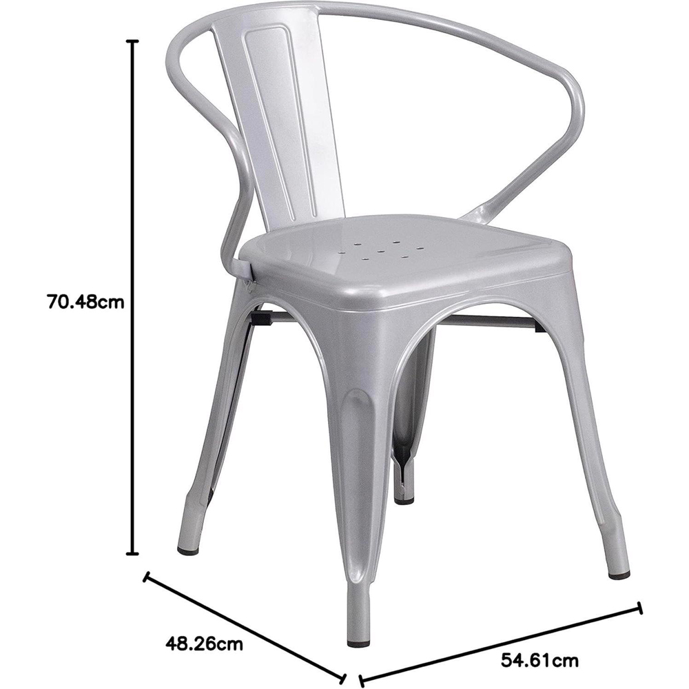 FWStyle Set of 4 Silver Galvanised Steel Ready Assembled Chairs Image 6