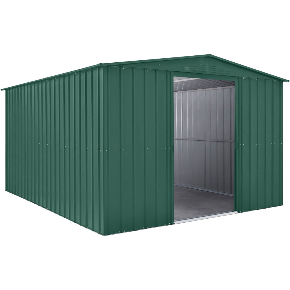 Globel 10 x 12ft 2 Door Green Metal Apex Garden Shed Image 2