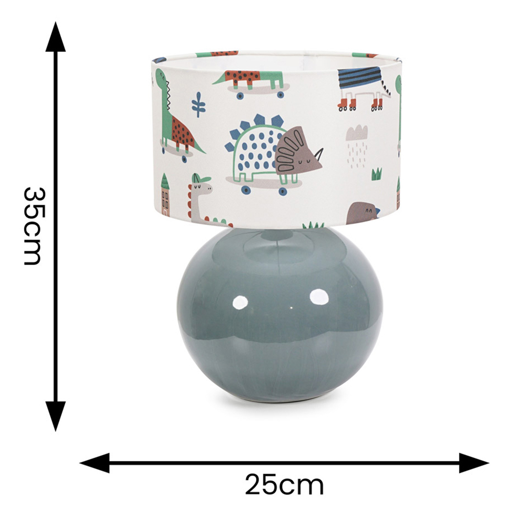 ValueLights Bosco Eucalyptus Teal Cartoon Dino Shade Ceramic LED Table Lamp Image 4