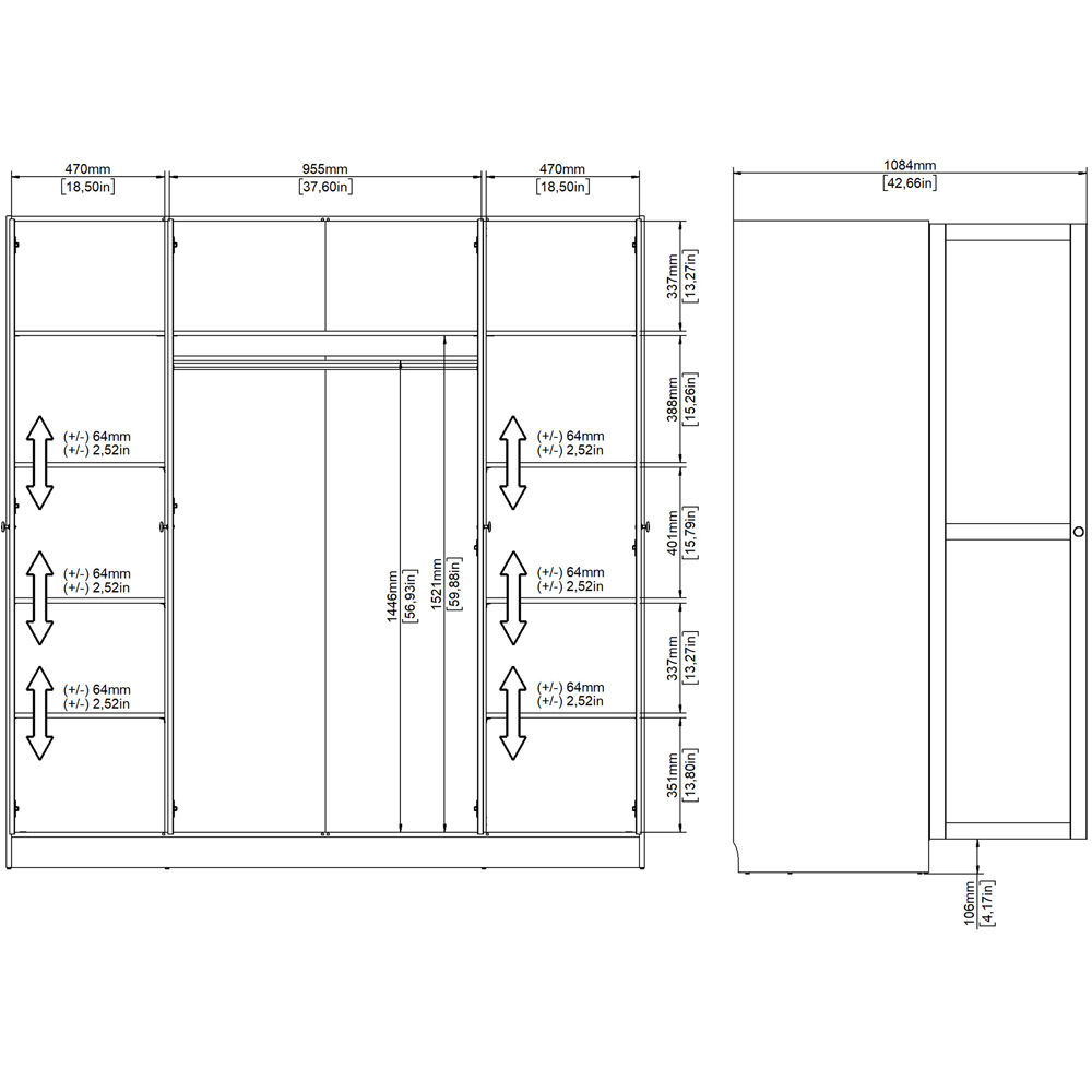 Florence Brande 4 Door Jackson Hickory Oak Wardrobe Image 9