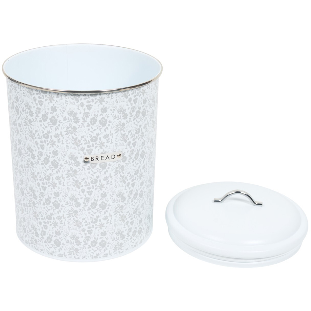 Floral Round Bread Bin White Image 4