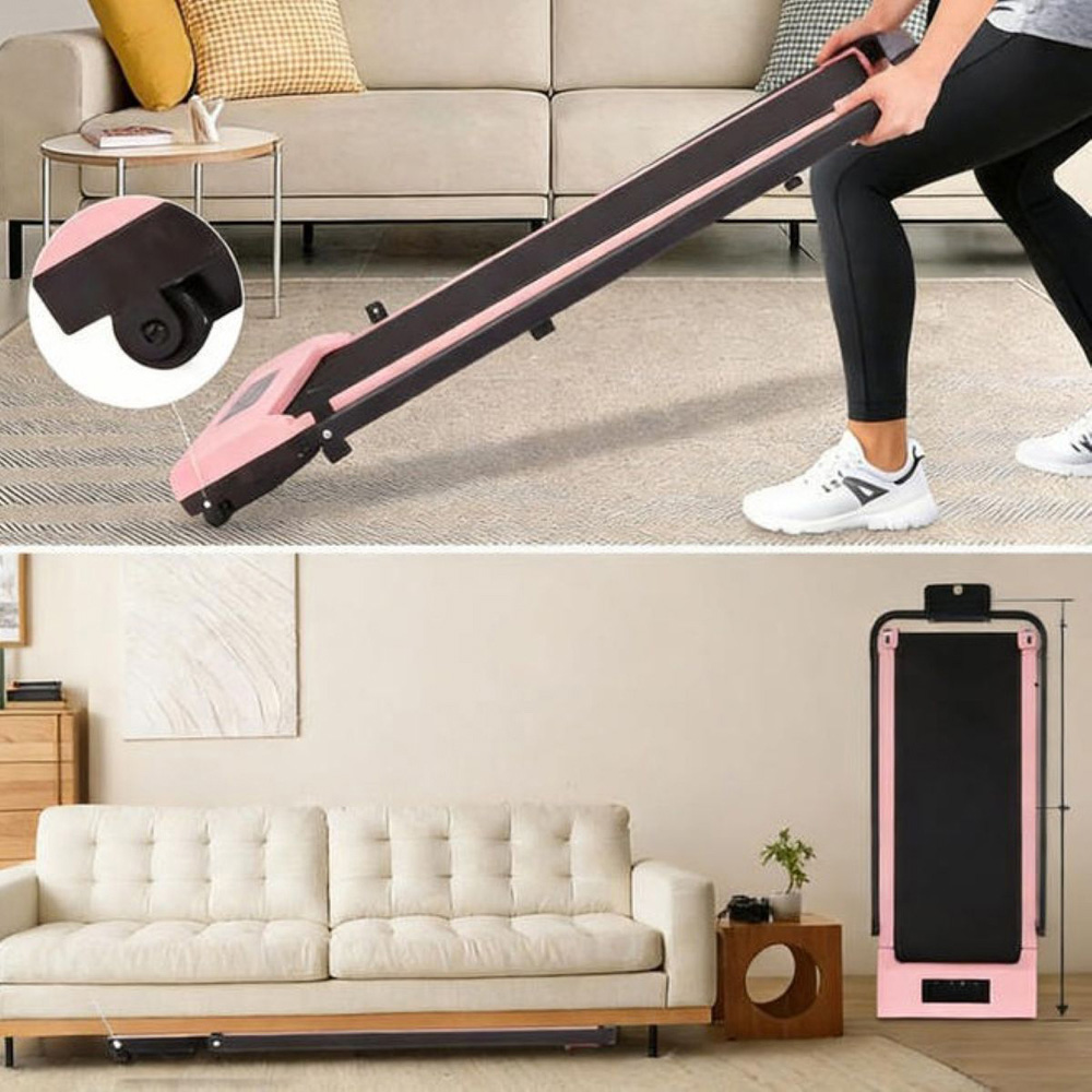 Willowmare 2-in-1 Pink Foldable Electric Treadmill with Handrail and LCD Screen Image 9