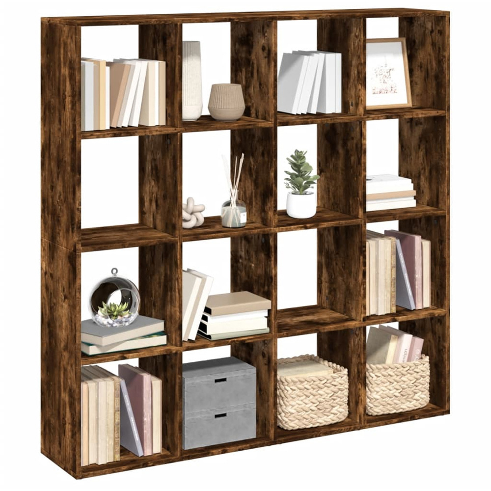 vidaXL 16 Shelf Smoked Oak Bookcase Image 4
