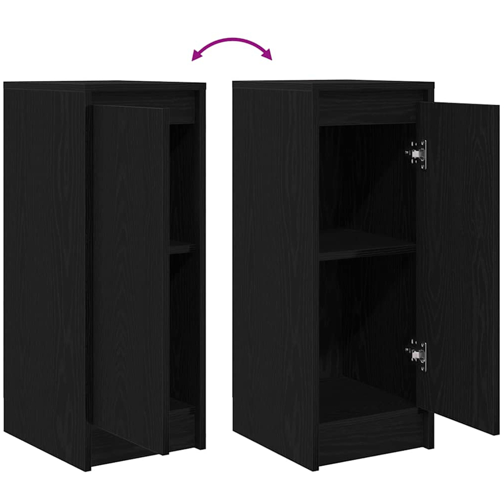 vidaXL Single Door Black Oak Wooden Sideboard Image 9