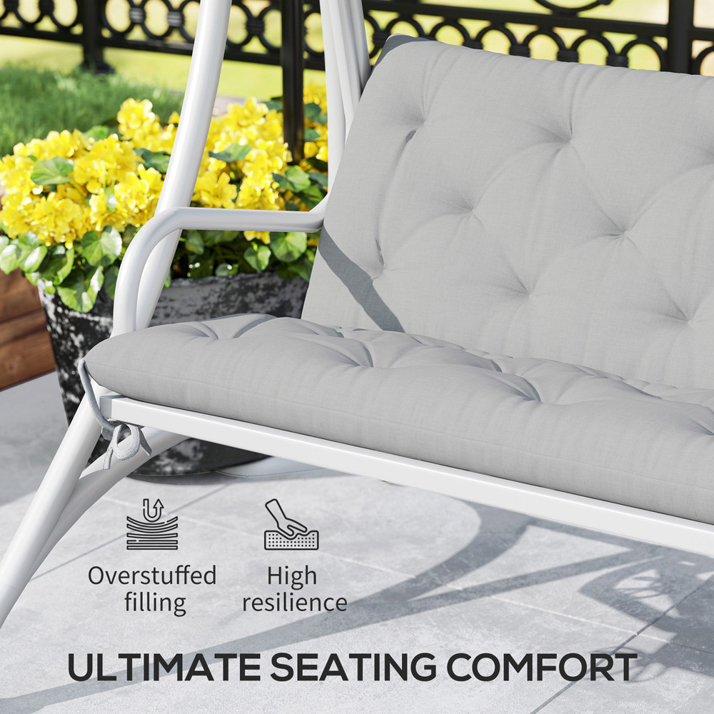 Outsunny 3 Seater Light Grey Garden Bench Replacement Cushion Image 5