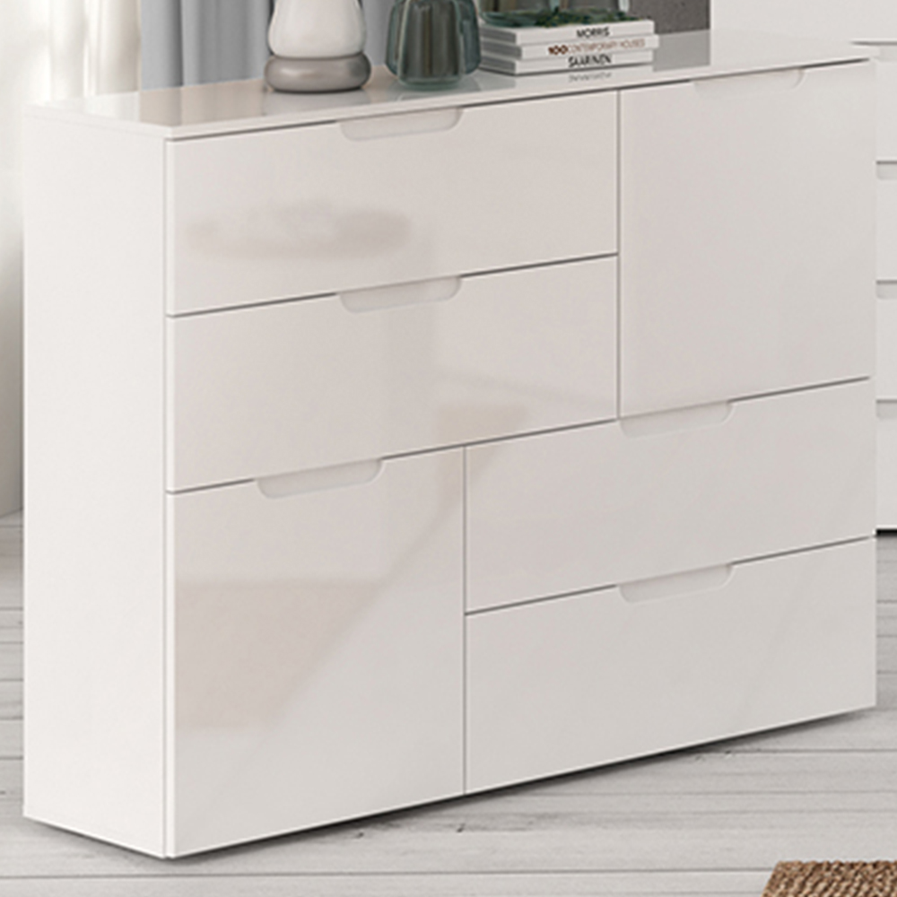 Florence Sienna 2 Door 4 Drawer White High Gloss Abstract Cabinet Image 1