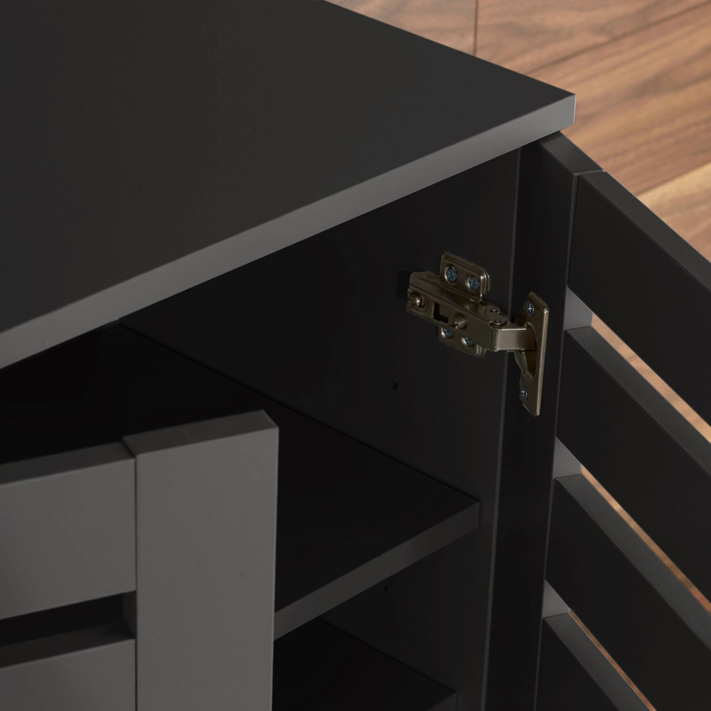 Home Source Oslo 2 Door Black Shoe Cabinet Image 6