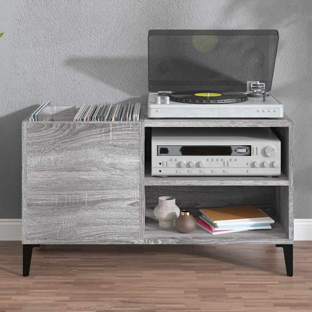 vidaXL 2 Shelf Grey Sonoma Record Cabinet Image 1