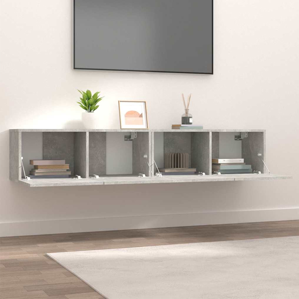 vidaXL 2 Door Concrete Grey TV Cabinet Set of 2 Image 1