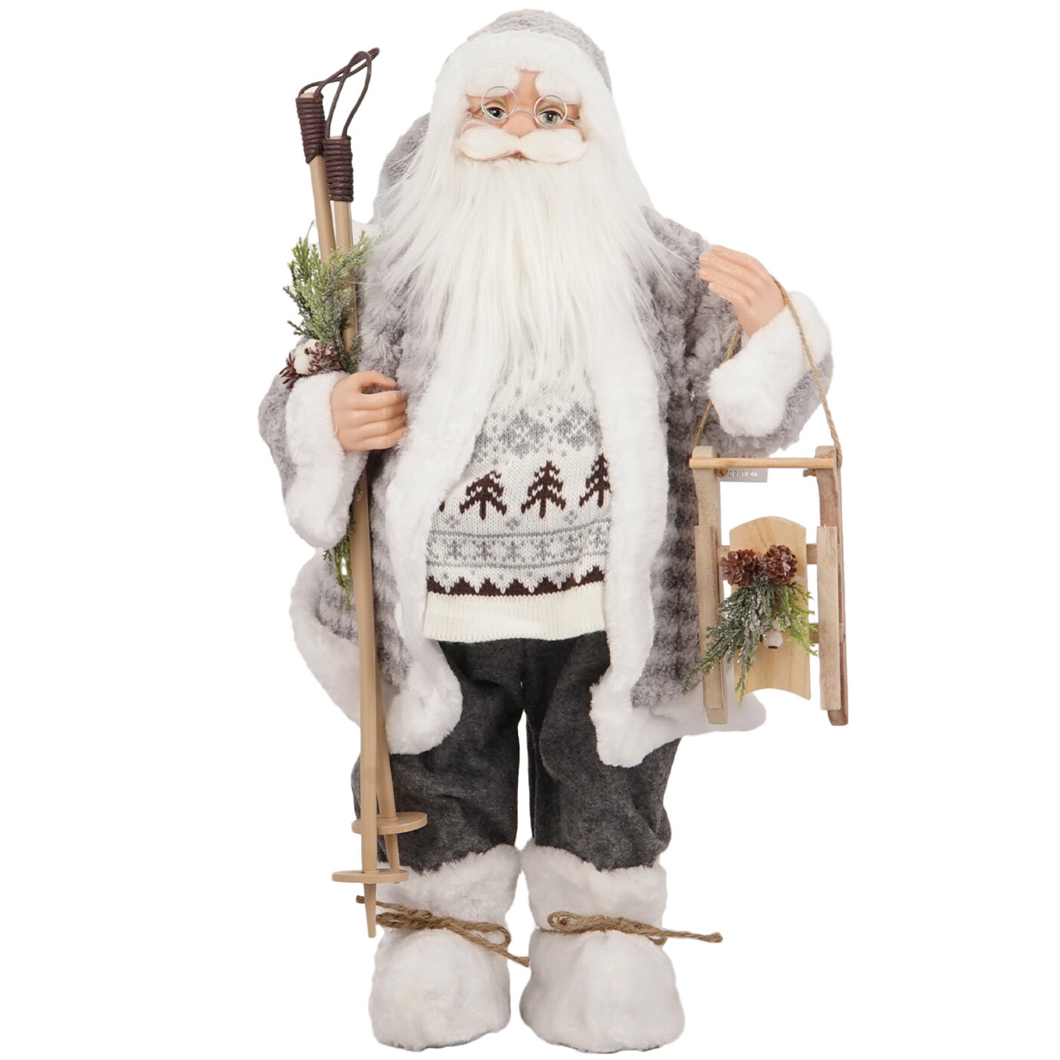 Alpine Lodge Grey Scandi Standing Santa Image 1