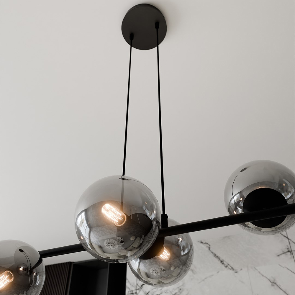 Emibig Rossi 6 Light Graphite Shade Black E14 Ceiling Pendant Light Image 7