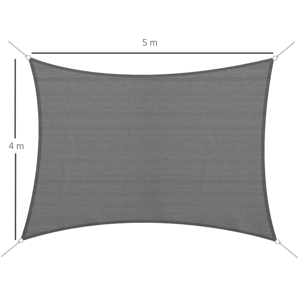 Outsunny Charcoal Grey Rectangle Awning with Mounting Ropes 5 x 4m Image 7