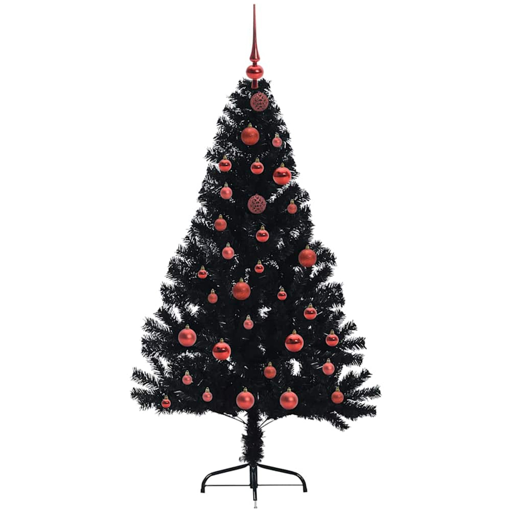 vidaXL Pre-Lit Red Baubles Black Artificial Christmas Tree 5ft Image 4