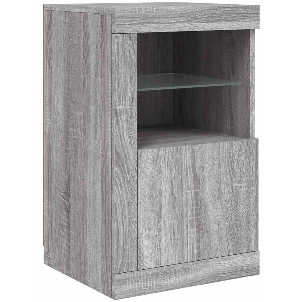 vidaXL Single Door 2 Shelf LED White Side Cabinet Image 2