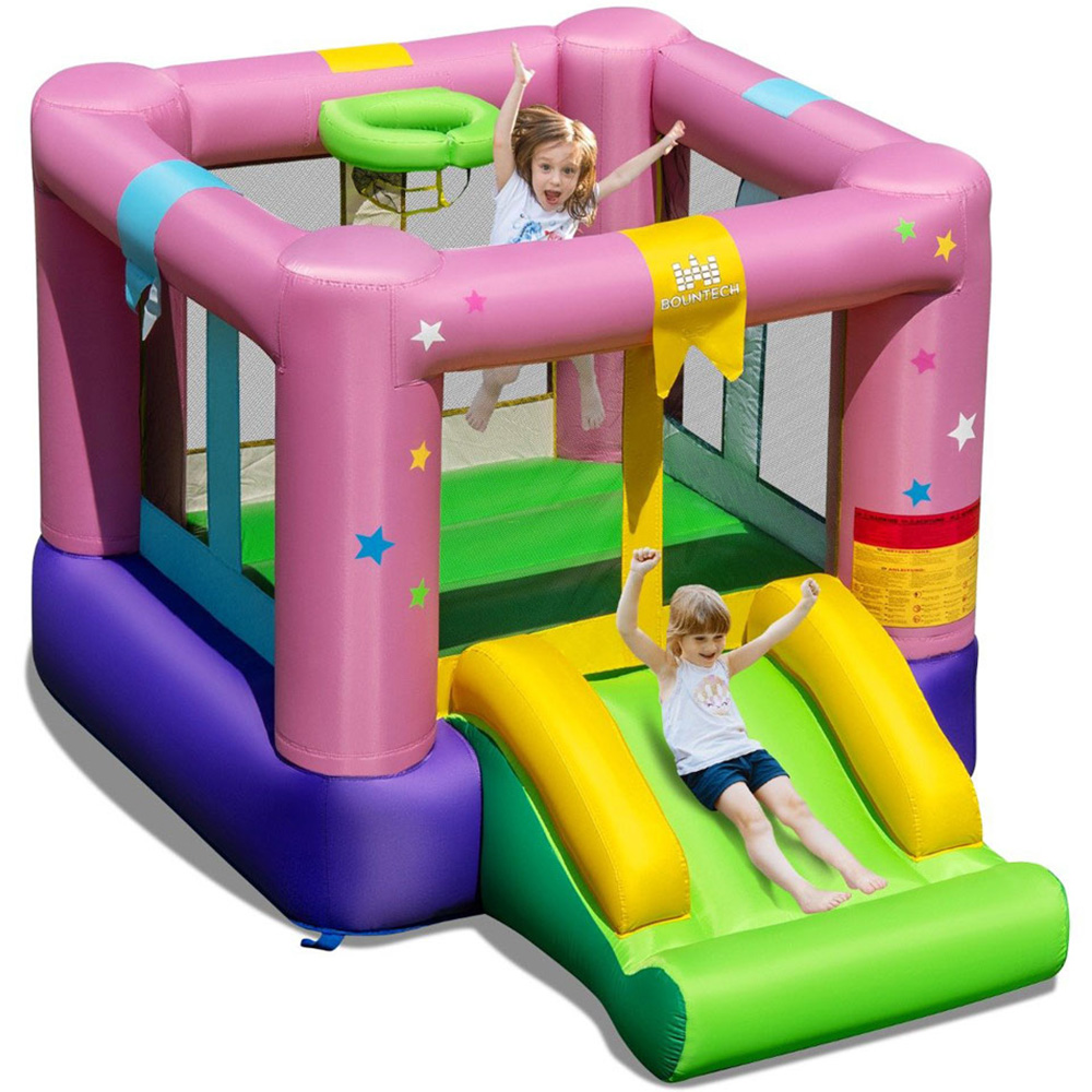 Costway Kids Inflatable Bounce House with Slide and Basketball Rim Play Set Image 2