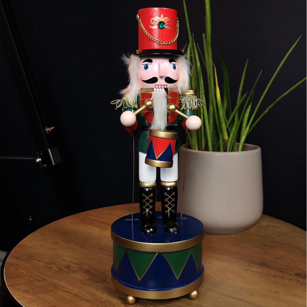 Samuel Alexander Wooden Musical Drummer Nutcracker Christmas Decoration 30cm Image 2