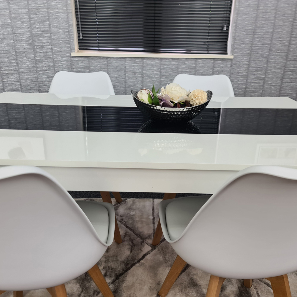 Kosy Koala 4 Seater Plastic and Faux Leather Dining Set Black and White Image 2