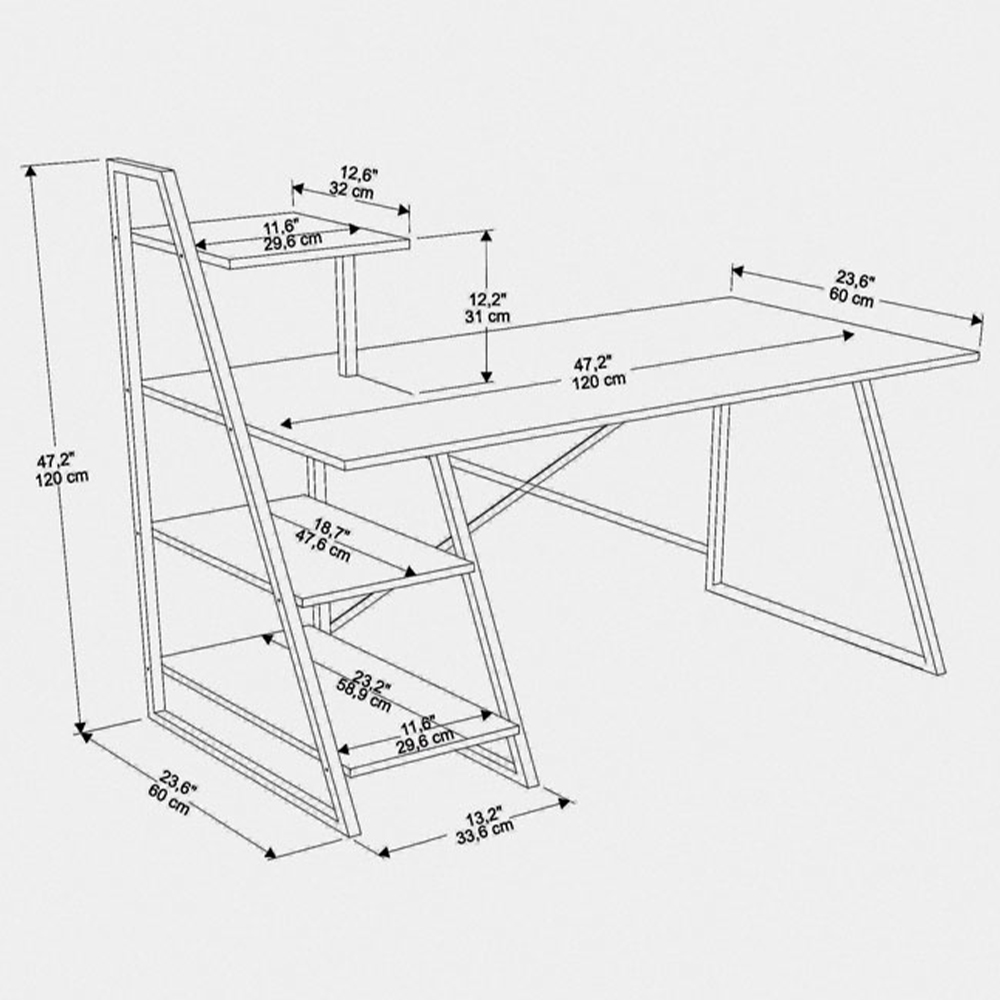 Decorotika Admira 4 Shelf Writing Desk Ephesus White Image 6
