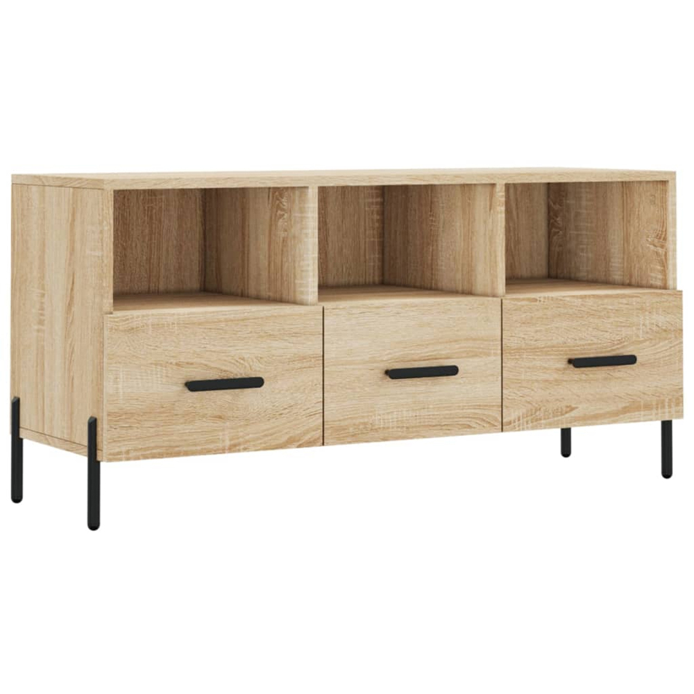 vidaXL 3 Drawer 3 Shelf Sonoma Oak TV Cabinet Image 2