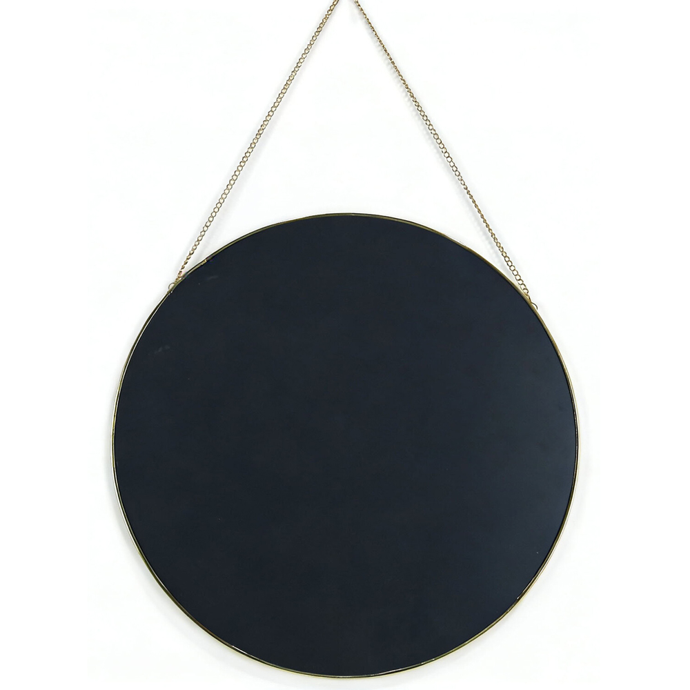 Framed Round Hanging Mirror Gold Image 3