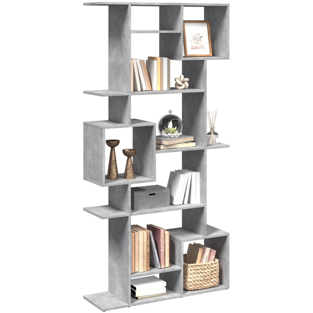 vidaXL 9 Shelf Concrete Grey Bookcase Image 4