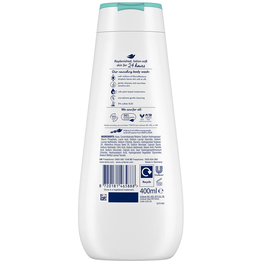 Dove Advanced Care Hypoallergenic Body Wash 400ml 14 Pack Image 3