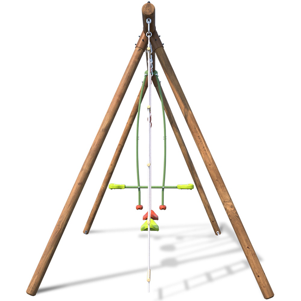 Soulet Gabin Kids Wooden Triple Swing Set with Rope Ladder Image 5