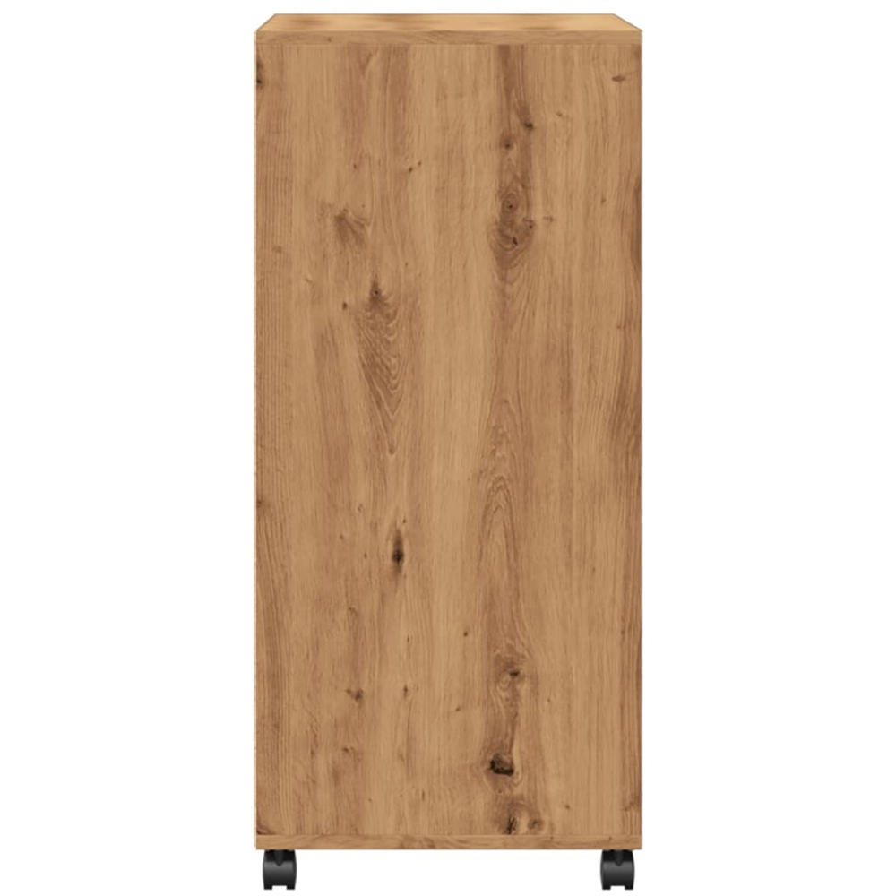 vidaXL 2 Door Single Shelf Artisan Oak Rolling Cabinet with Wheels Image 5