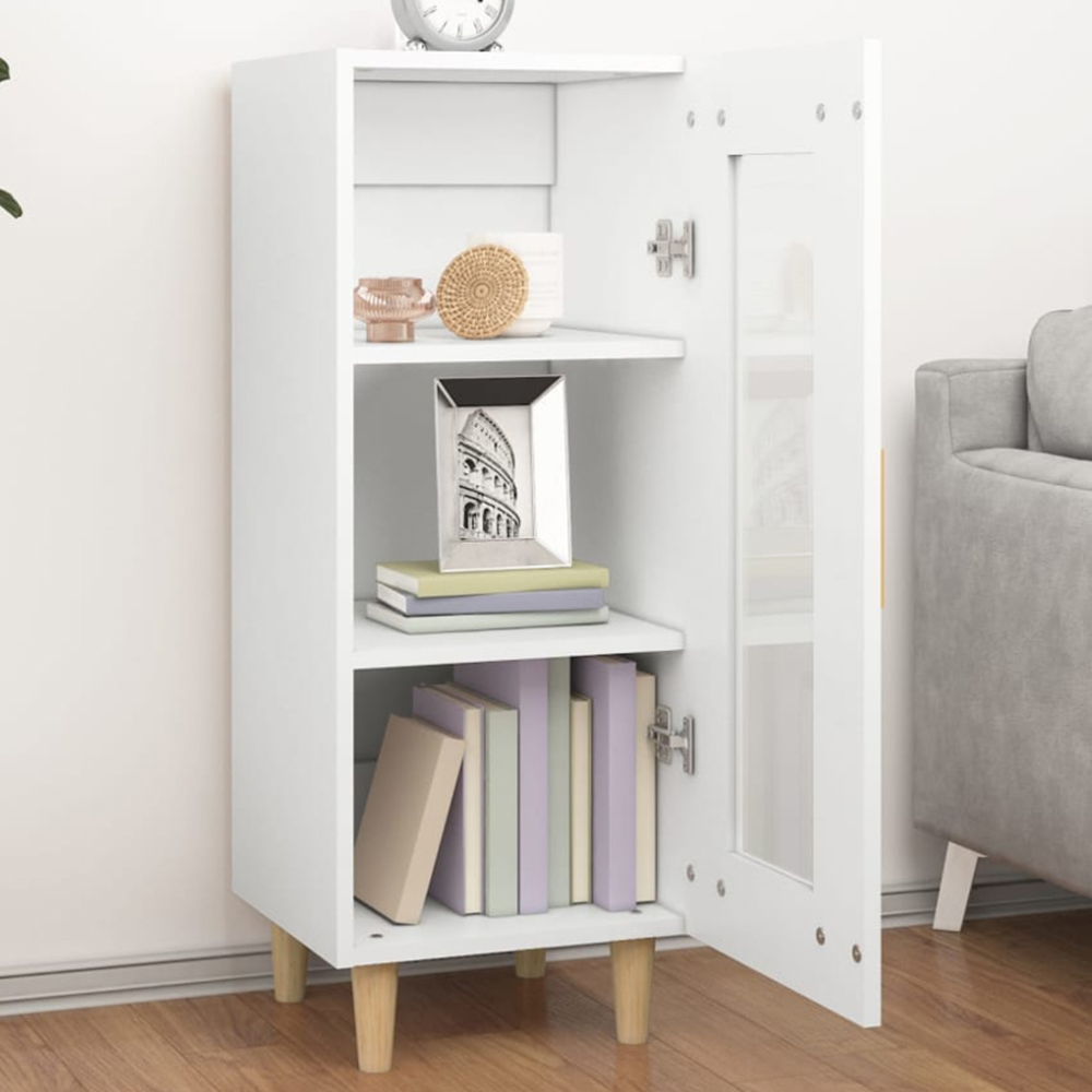 vidaXL Single Glass Door White Sideboard Image 1