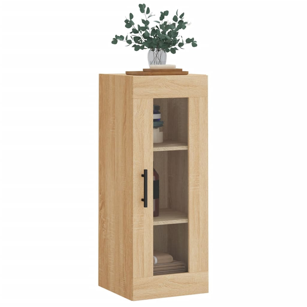 vidaXL Single Glass Door Sonoma Oak Wall Mounted Cabinet Image 4
