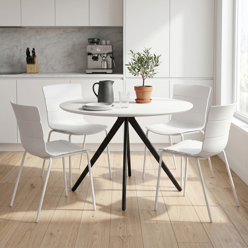 Core Products Aspen Bali 4 Seater Plastic Round Dining Set White Image 1