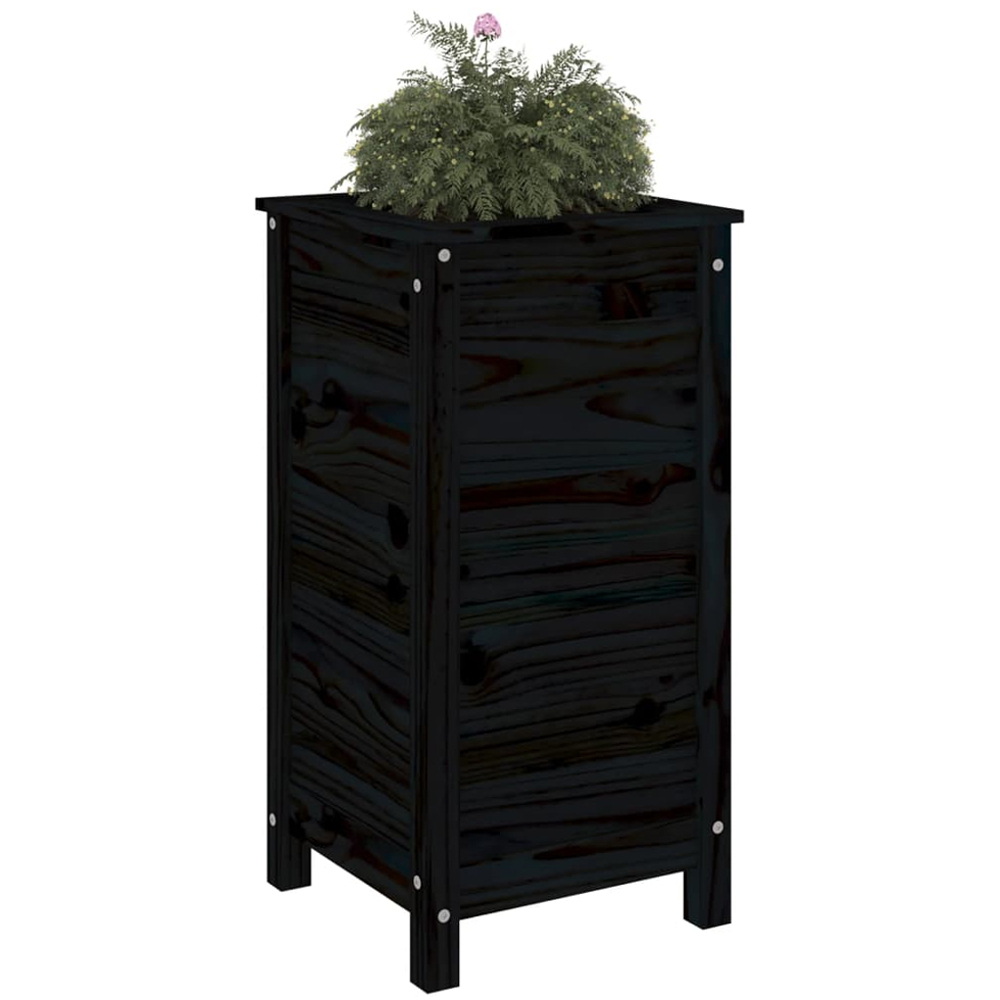 vidaXL Black Solid Pine Wood Garden Planter 40 x 40 x 78cm Image 2