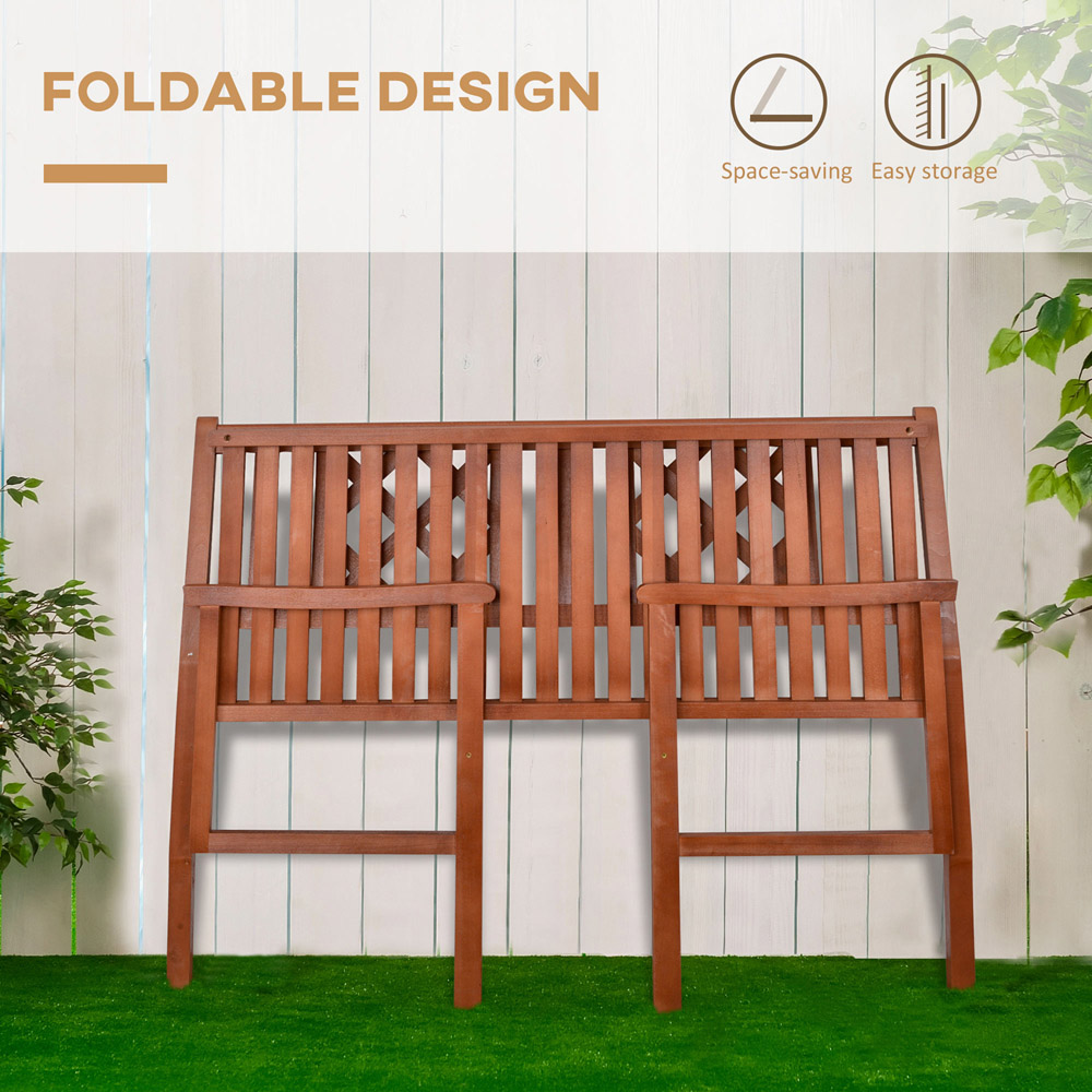 Outsunny 2 Seater Brown Wooden Foldable Garden Bench Image 5