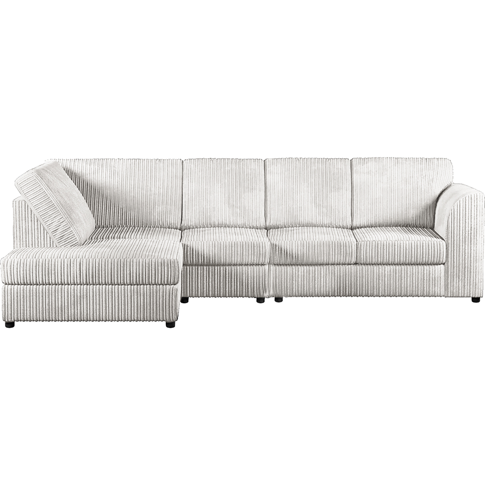Luxor 4 Seater Silver Jumbo Cord Left Hand Facing Full Back L Shaped Corner Sofa Set Image 2