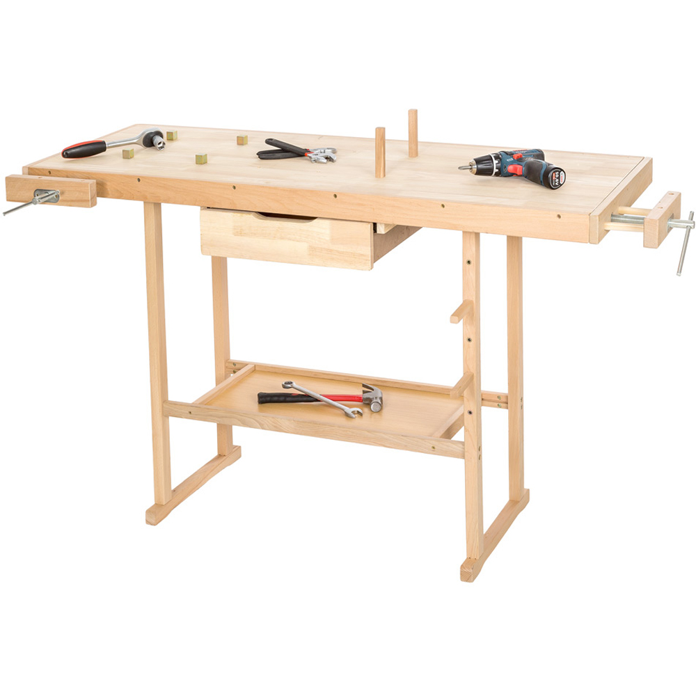 tectake Single Drawer Single Shelf Woodworking Bench Image 3