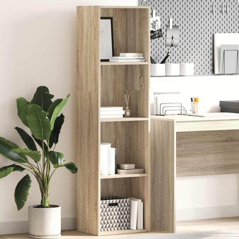 vidaXL 4 Shelf Sonoma Oak Bookcase Image 1