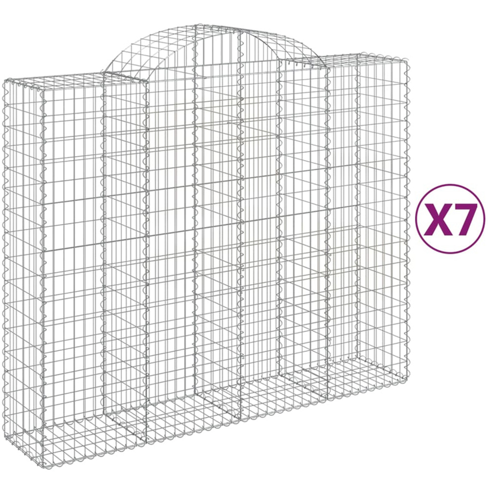 vidaXL Silver Galvanised Iron Arched Gabion Basket 200 x 50 x 160/180cm 7 Pack Image 4