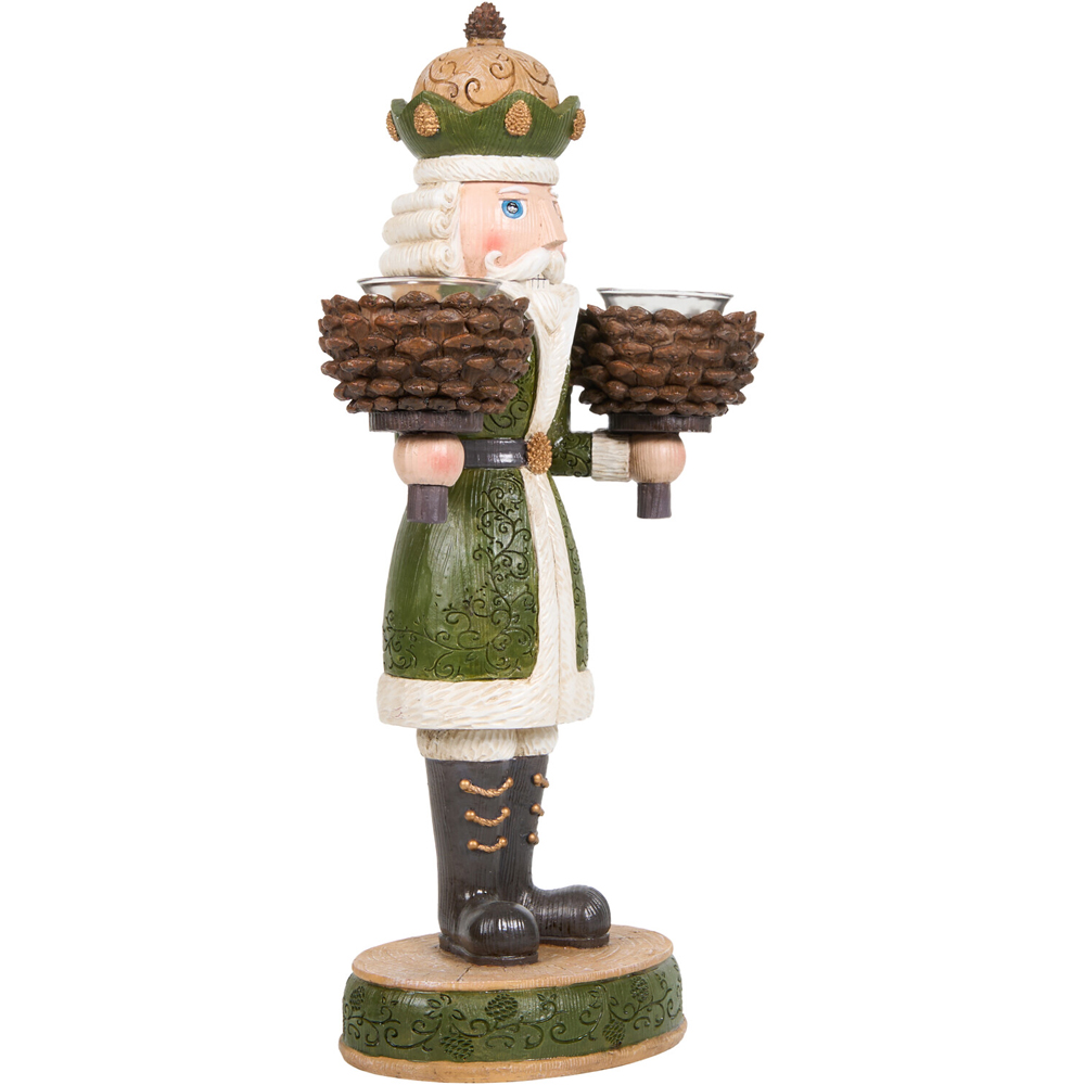 Wood Effect Nutcracker Candle HolderGreen Image 2