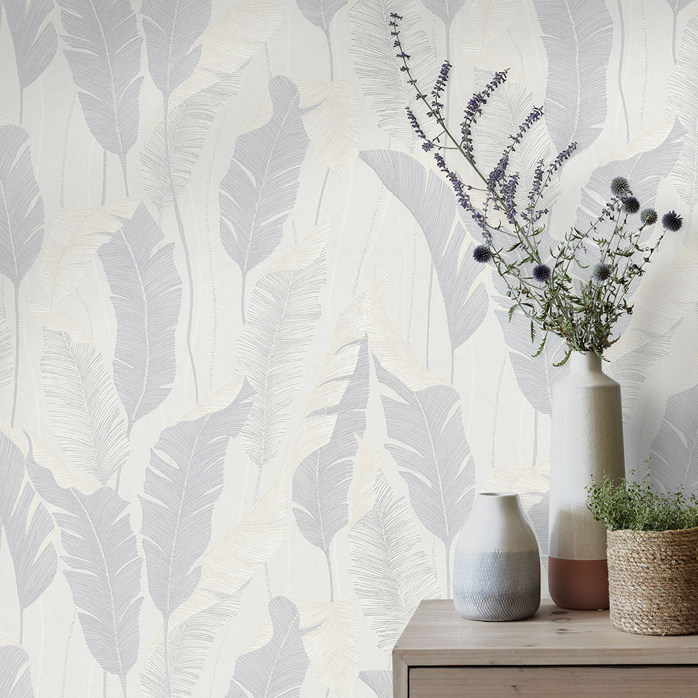 Erismann Arwen Leaf Grey PVC Free Wallpaper Image 4