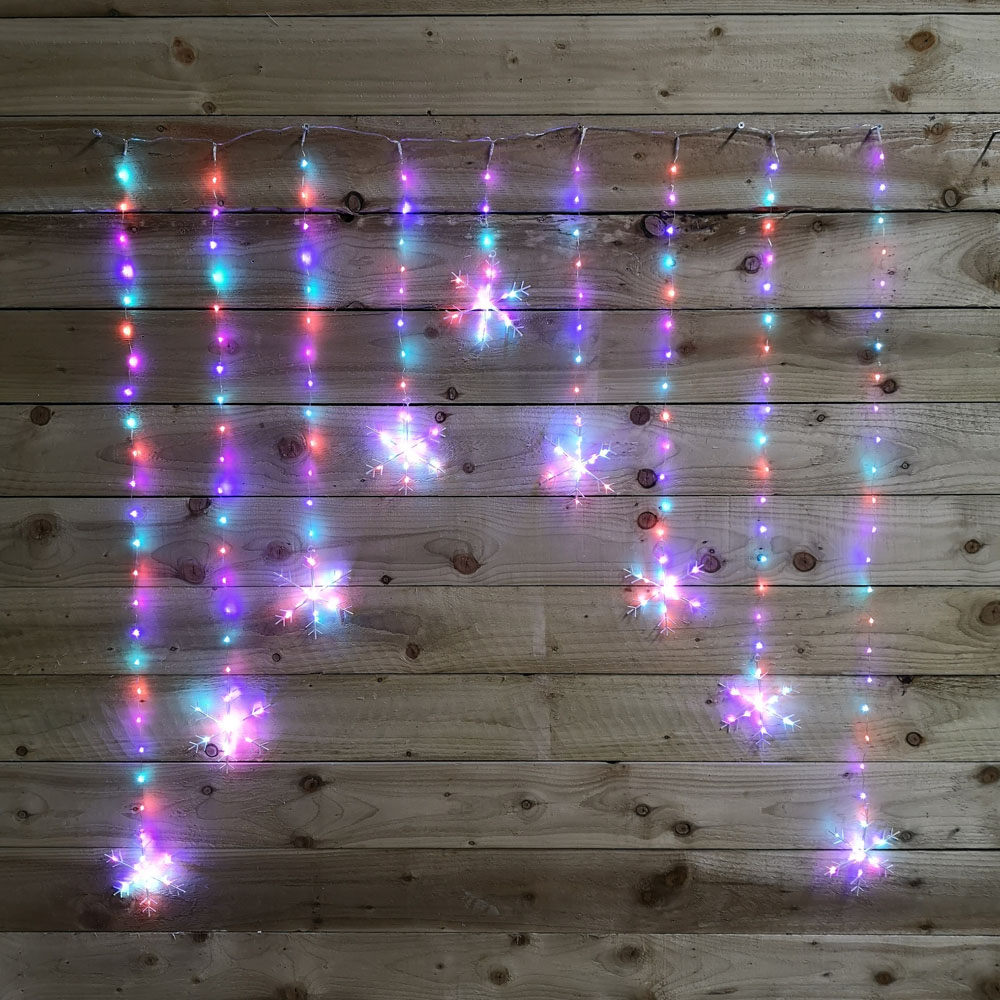 Premier 339 Rainbow LED Static Snowflake Silver Pin Cable Curtain Light 1.2 x 1.2m Image 5