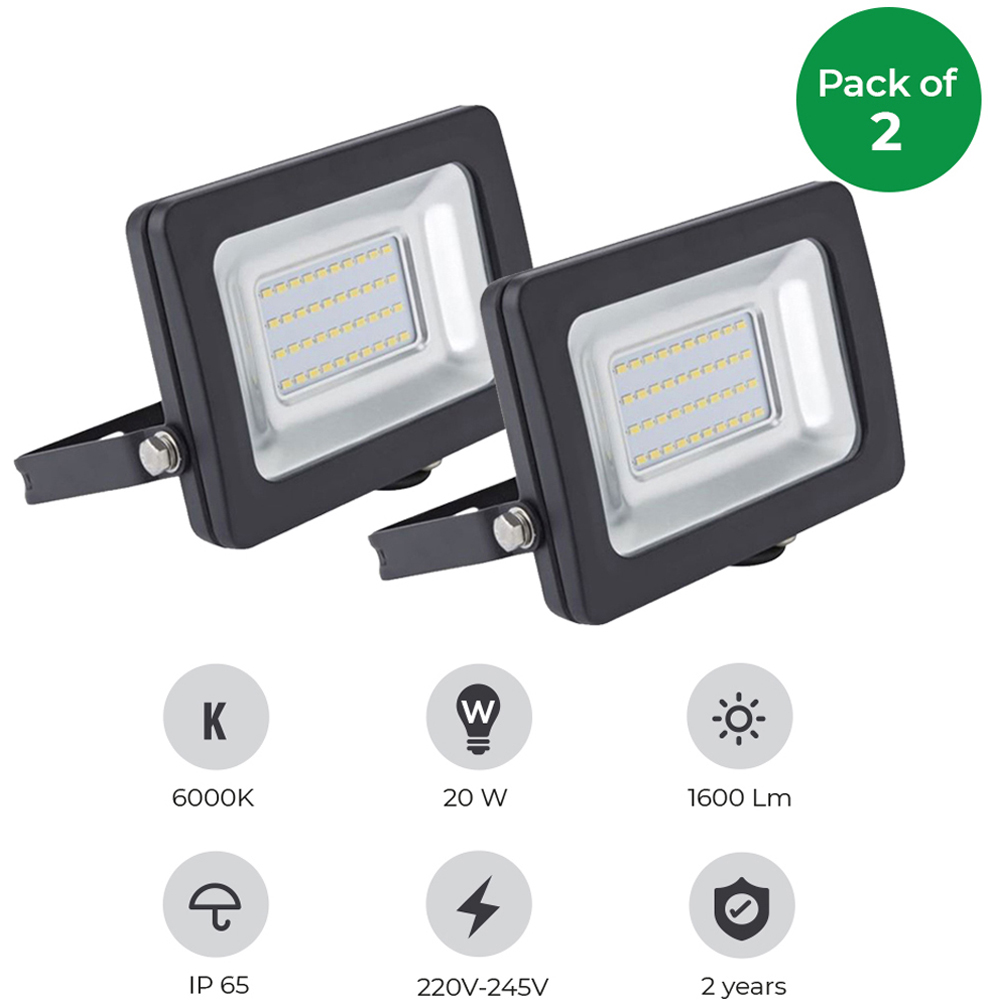 ENER-J 20W 6000K Non PIR LED SMD Floodlight 2 Pack Image 7