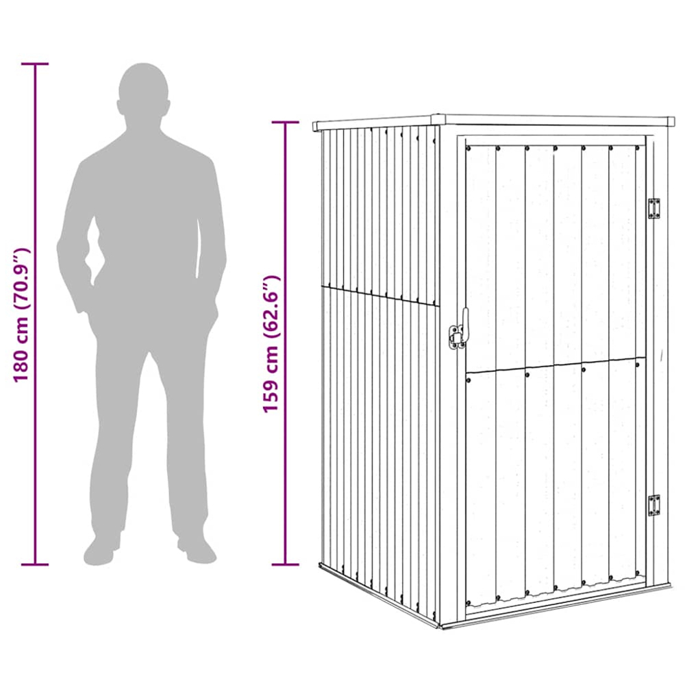 vidaXL 2.9 x 2.9ft Green Galvanised Steel Pent Garden Tool Shed Image 5