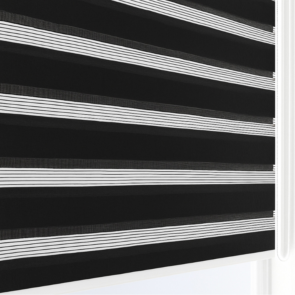 New Edge Blinds Black Day and Night Zebra Roller Blind 130cm Image 4